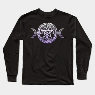 Wiccan & Pagan Sacred Gifts Nature Pentacle Tree of Life and Crescent Moons Long Sleeve T-Shirt